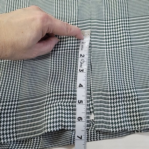 Lewit Posy Rosa Dress Womens 4 Green/White Houndstooth V-Neck Slit Front - Picture 13 of 14